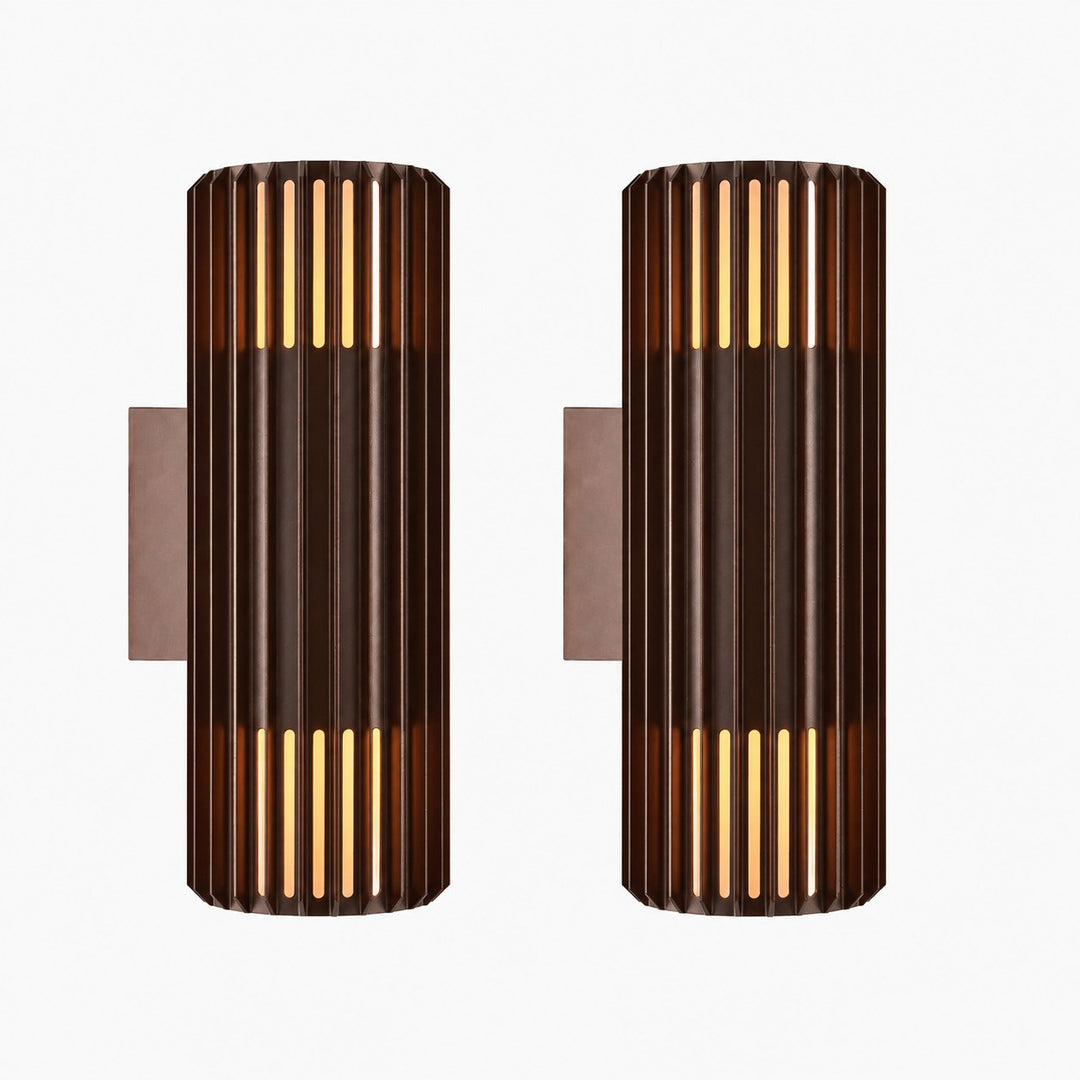 Fluted Shade Square Plate Aluminium Outdoor Sconce