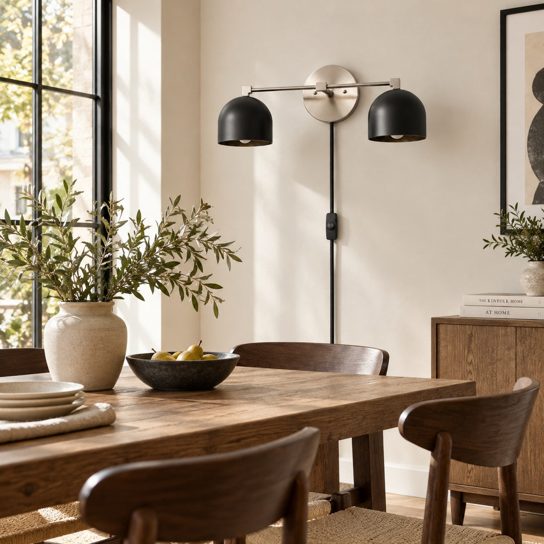 Metio Dome Mid-Century Metal Plug-In Wall Light