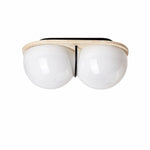 Cargar imagen en el visor de la Galería, Cream travertine double globe ceiling lamp front view