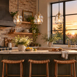 Load image into Gallery viewer, Hand-Blown Glass Globe Pendant with two shade heights and a rounded shade