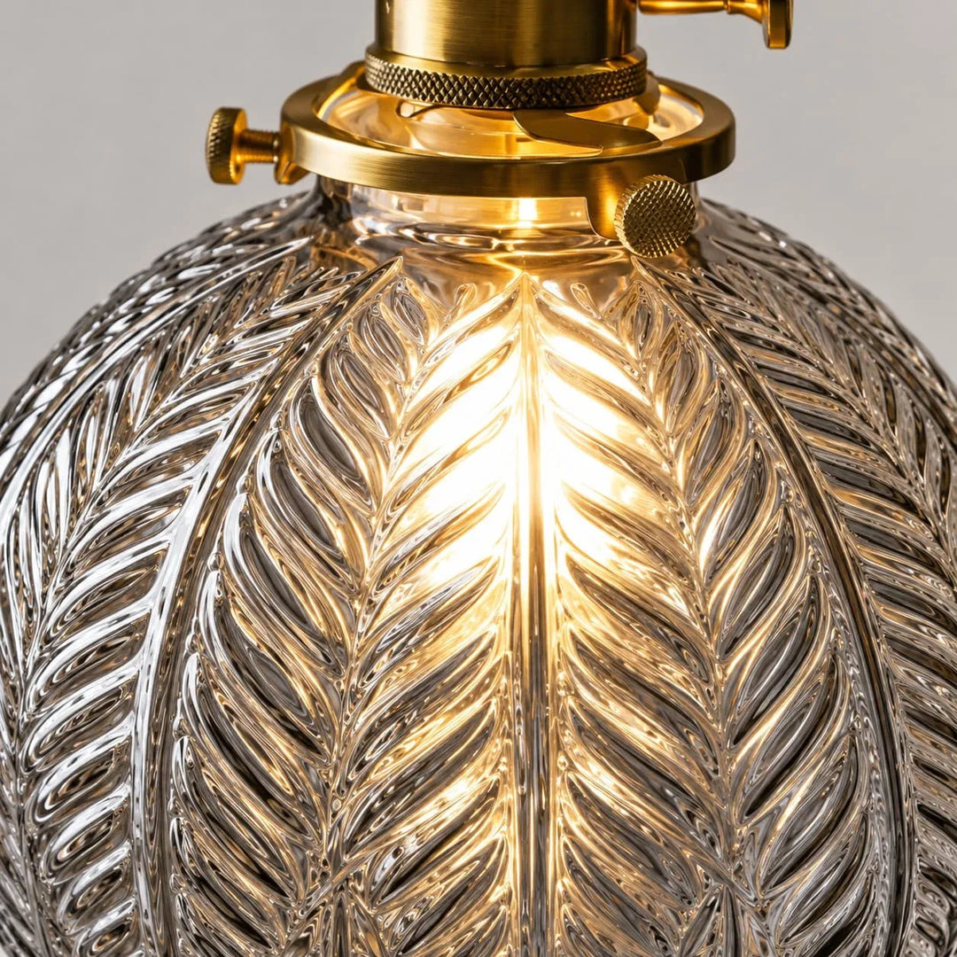 Vintage Leaf-Textured Glass Pendant Light