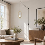 Load image into Gallery viewer, Pearl Glass Sphere Brass Plug-In Pendant