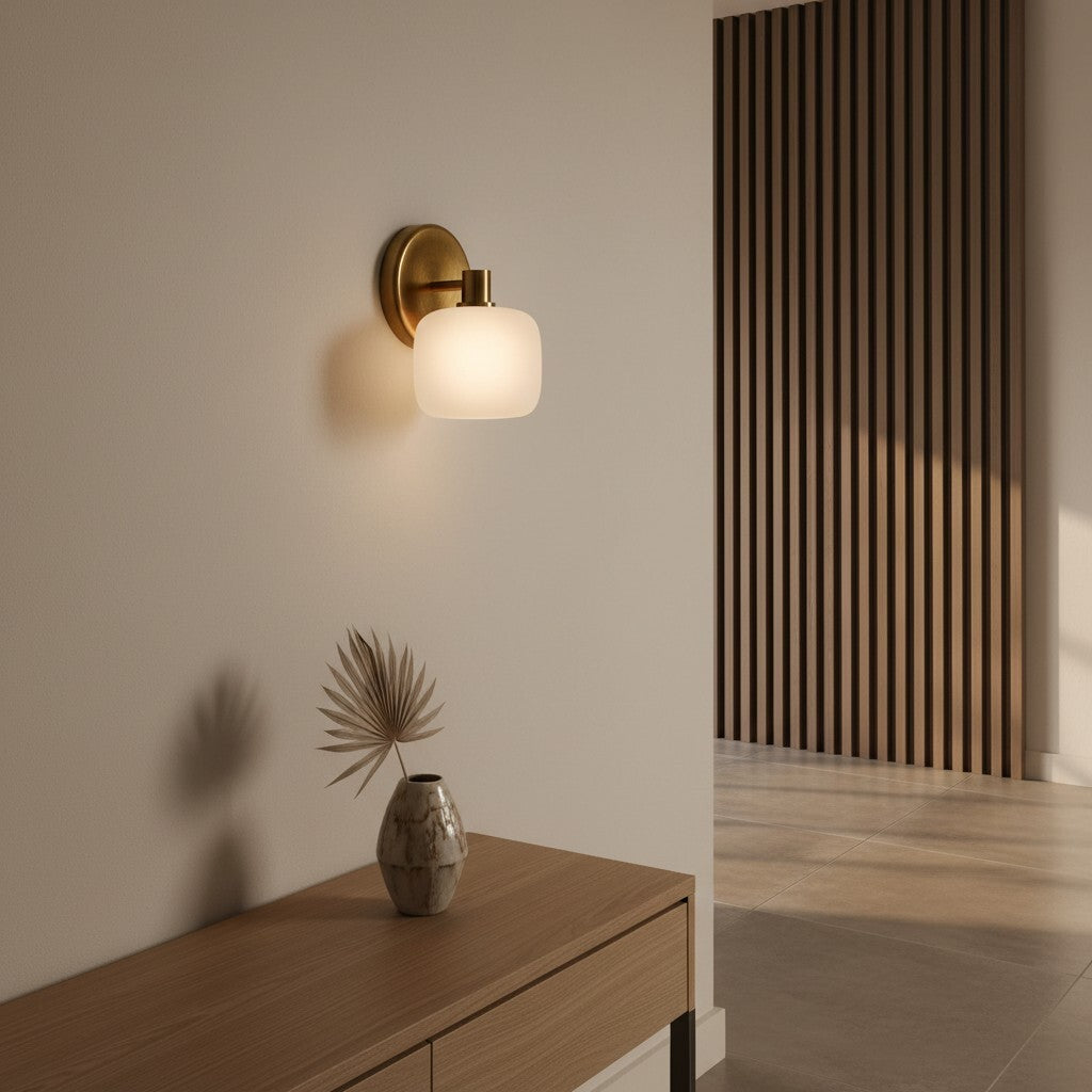 Aplique de Pared de Vidrio Esmerilado Lirra Minimalista Moderna - Iluminación para Tocador de Baño
