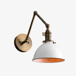 Cargar imagen en el visor de la Galería, Conique Metal Vintage Industrial Swing Arm Wall Lamp - Adjustable Dome Shade for Study
