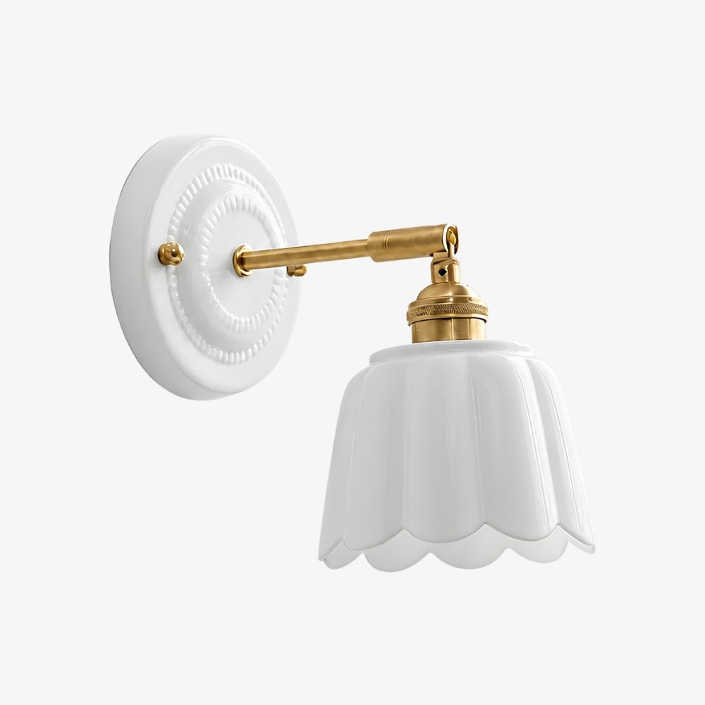 Cienax Retro Ceramic Flower Wall Sconce for Bedroom or Living Room