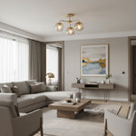 Load image into Gallery viewer, Elegant Brass Finish 3-Light Ceiling Lamp - Globe Semi Flush Light
