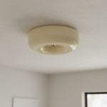 Cargar imagen en el visor de la Galería, Lámpara de techo Opalune Art Deco con diseño de pudín – Iluminación elegante para interiores modernos N06