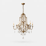Load image into Gallery viewer, Antique Iron Crystal Candle Chandelier