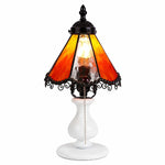 Load image into Gallery viewer, Orange vintage stained glass table lamp on a white background