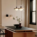 Charger l'image dans la visionneuse de galerie, Wood-Tone Metal Glass Plug-In Pendant