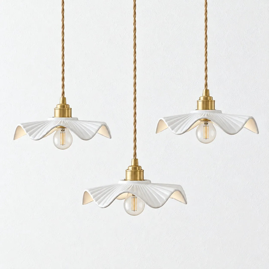Vintage Ceramic Wave Pendant Lamp