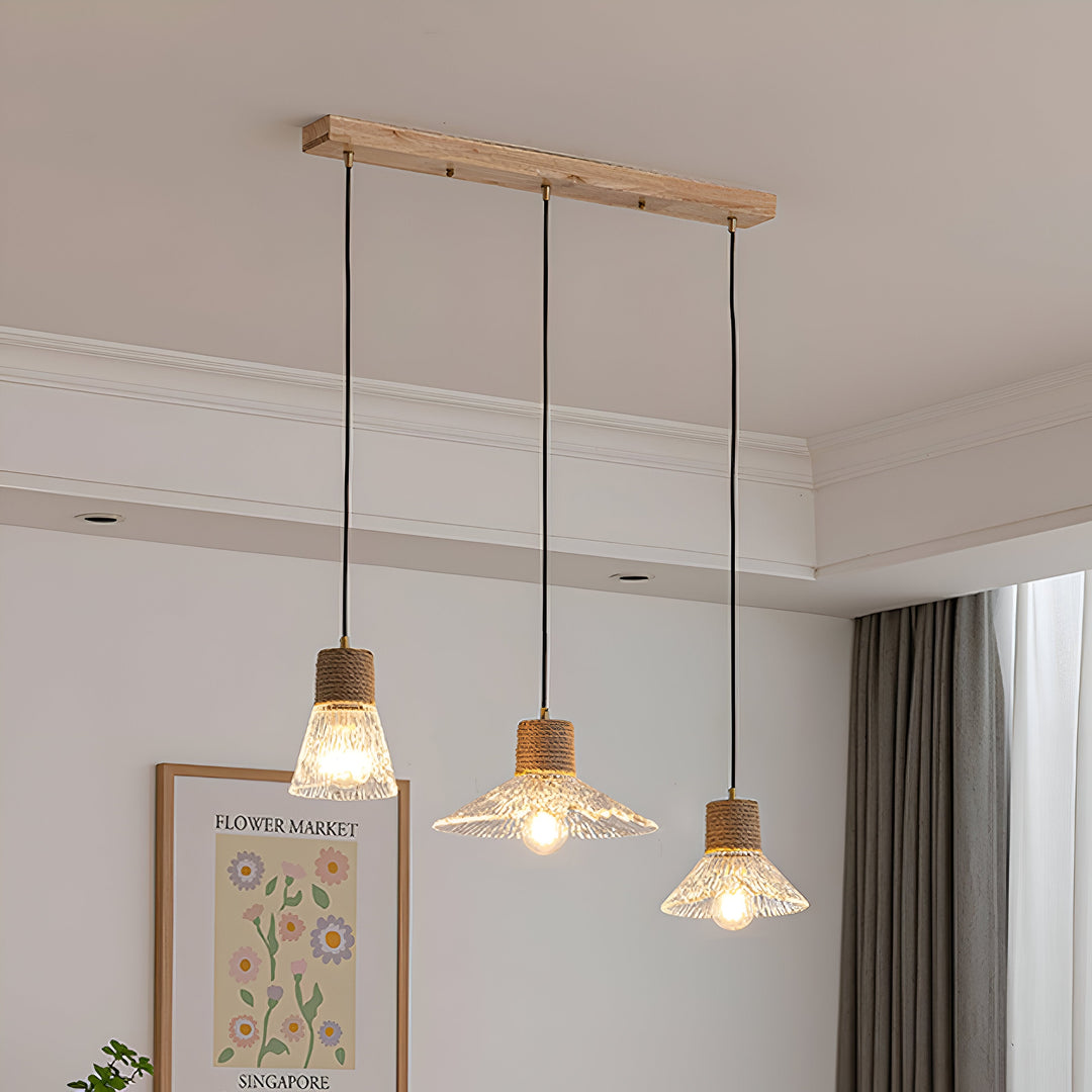 Nordische Hanfseil Glas Pendelleuchte