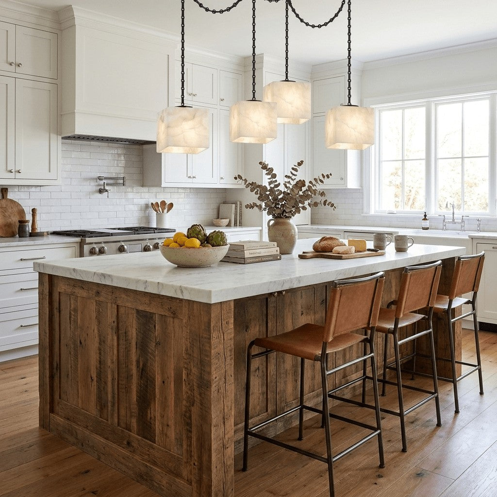 Frosted Alabaster Multi-Light Hardwired Chandelier