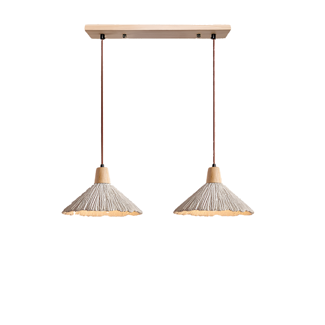 Creme Retro Wabi-Sabi LED Pendelleuchte