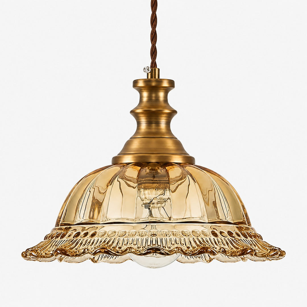 Vintage Fluted Glass Pendant Light for Kitchen & Dining