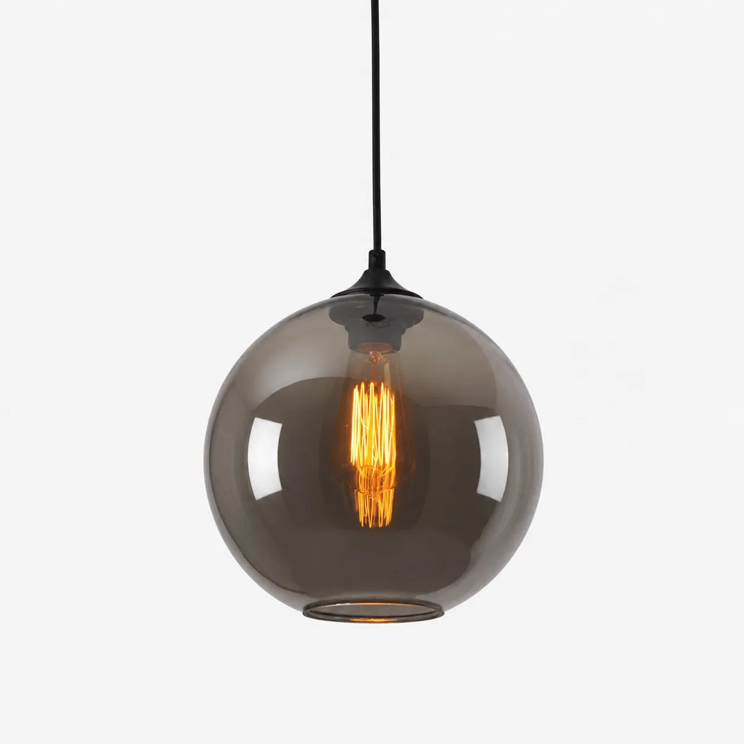 Smoky Gray Glass Globe Pendant Light