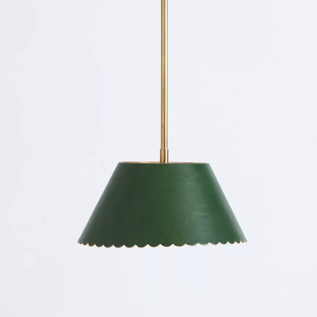 Foldray Leather Drum Pendant Light - Nordic Brass Fixture for Dining