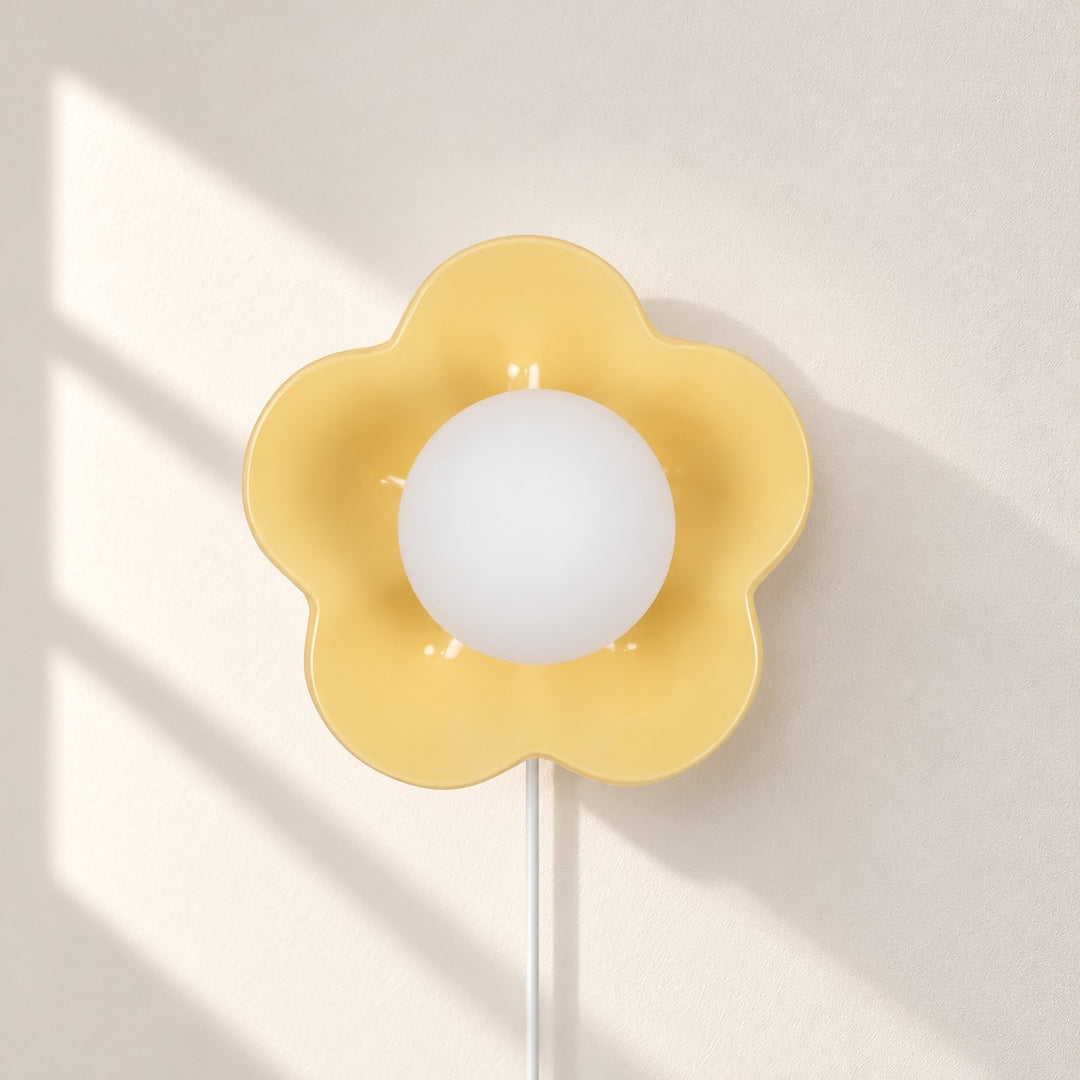 Flower-Shaped Resin Plug-In Wall Lamp