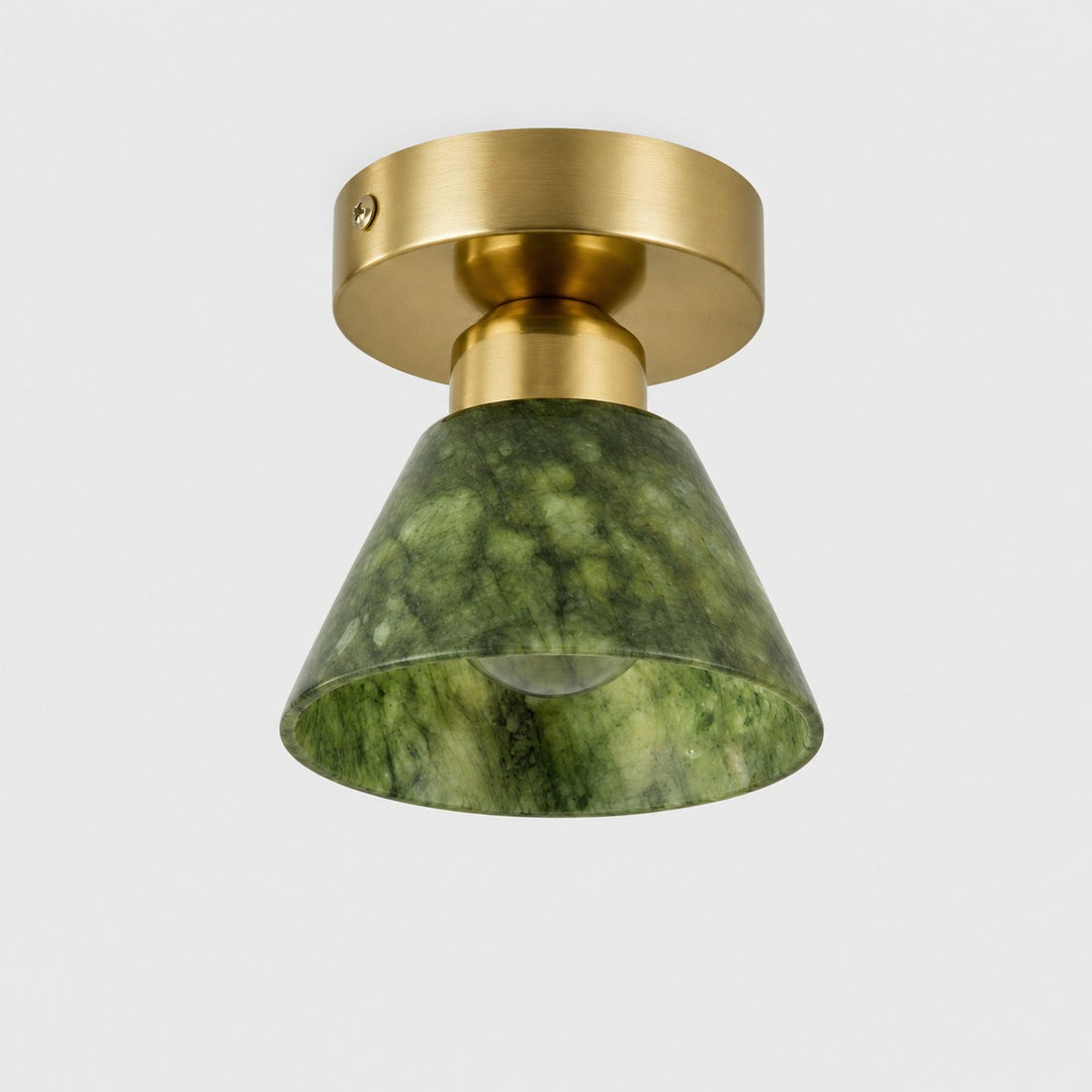 Plafonnier affleurant vert jade et laiton brossé