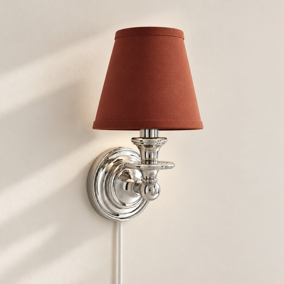 Rowan No-Wire Flat Drum Shade Wall Sconce – Plug-In Fabric Wall Light