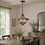 Bild in Gallery-Viewer laden, Dining room aged bronze pendant scene