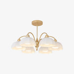 Cargar imagen en el visor de la Galería, Gold milk glass chandelier with 6 lights
