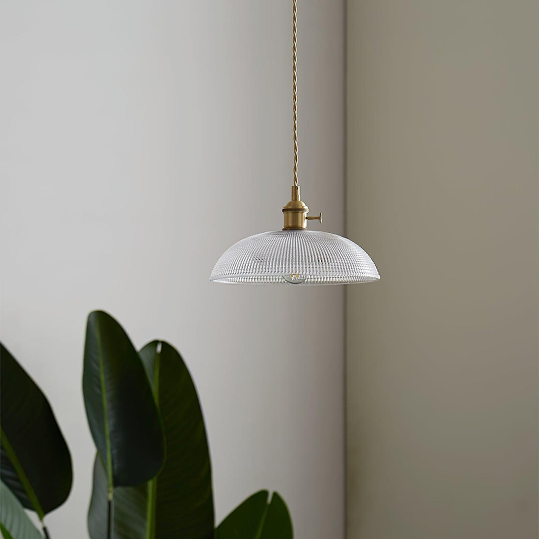 Polished Brass Domed Glass Plug-In Pendant