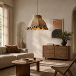 Bild in Gallery-Viewer laden, Vintage-Pendelleuchte aus französischem Karostoff und Tweed