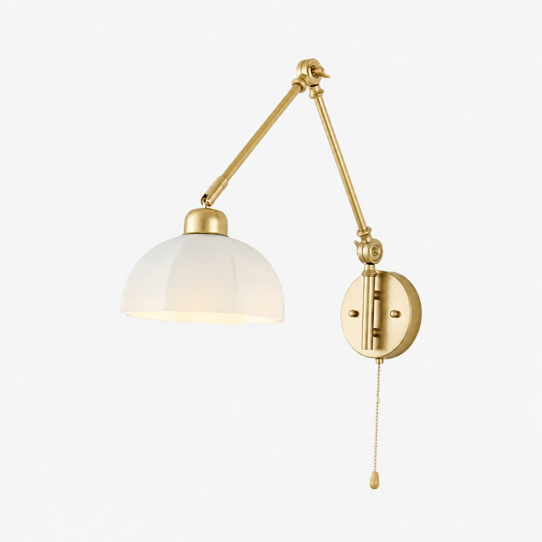 Swing Arm Milk Glass Wall Lamp