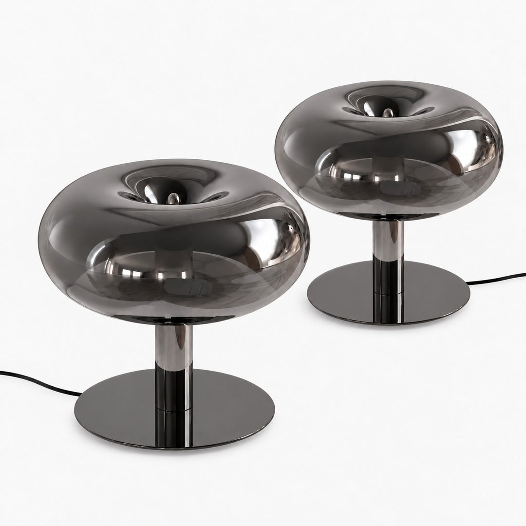 Rounded Glass Slim Stem Blown Glass Table Lamp