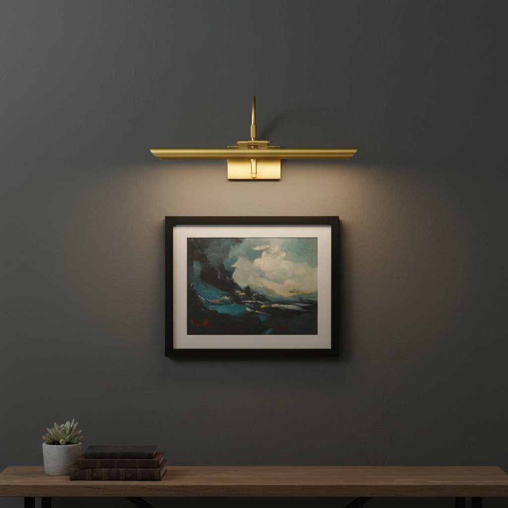 Aurix Bilderleuchte – Schlanker Schirm Kunstbeleuchtung Metall-Finish Wandlampe für Galerie