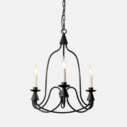 Black three-light vintage iron candle chandelier