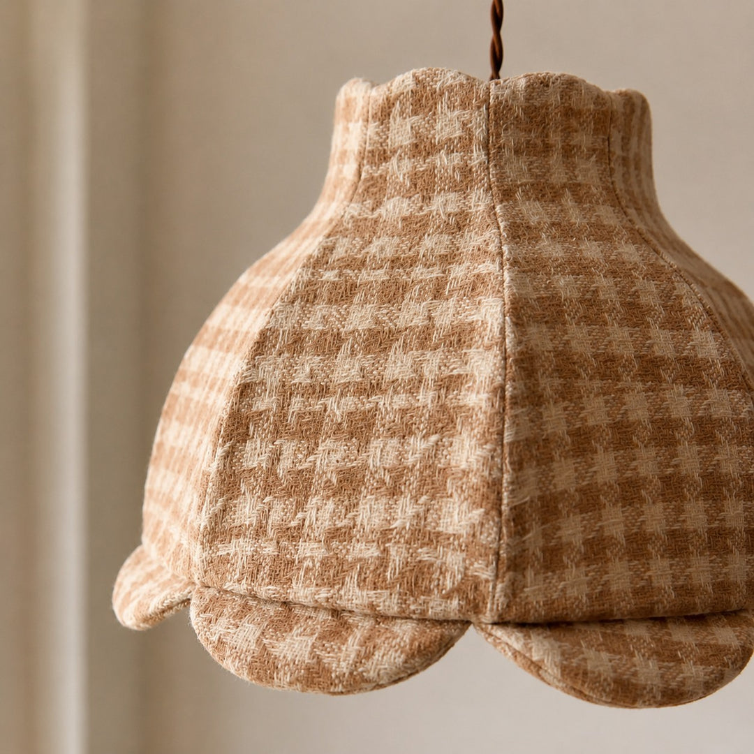 Vintage Plaid Fabric Pendant Light