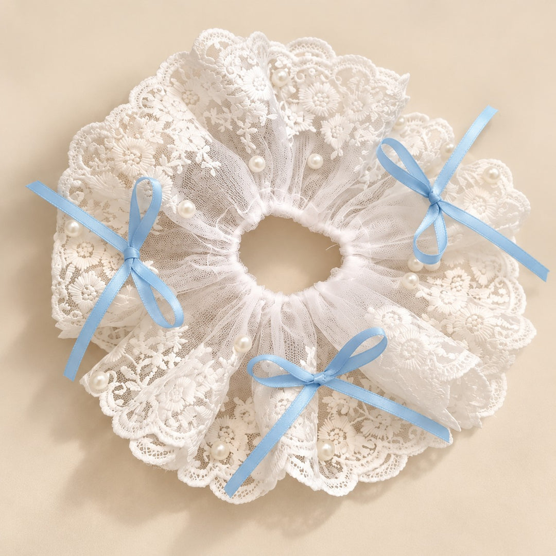 Vintage Lace Lamp Shade Covers with Bows, Pearls & Floral Details