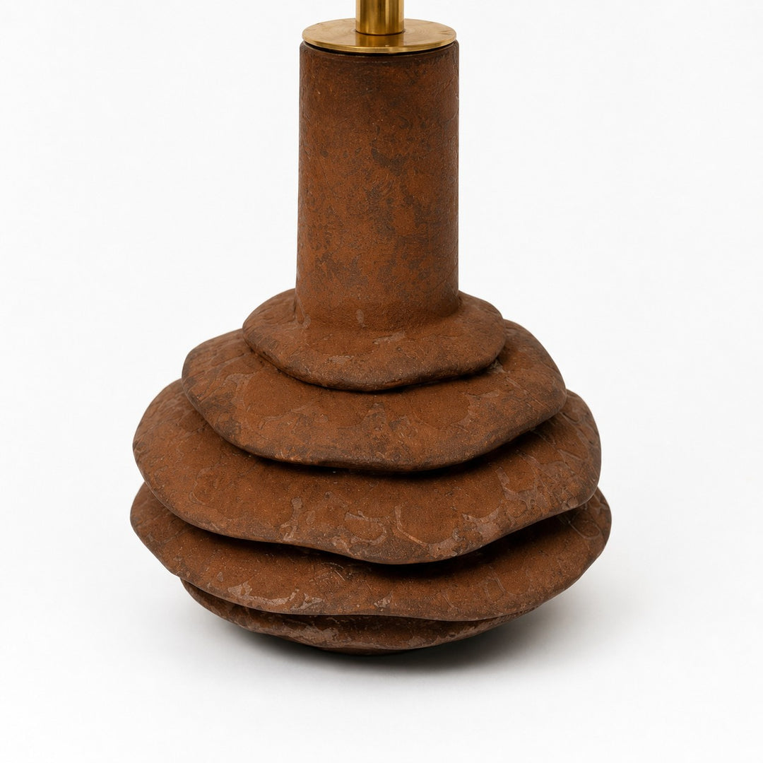 Tiered textured ceramic lamp base detail