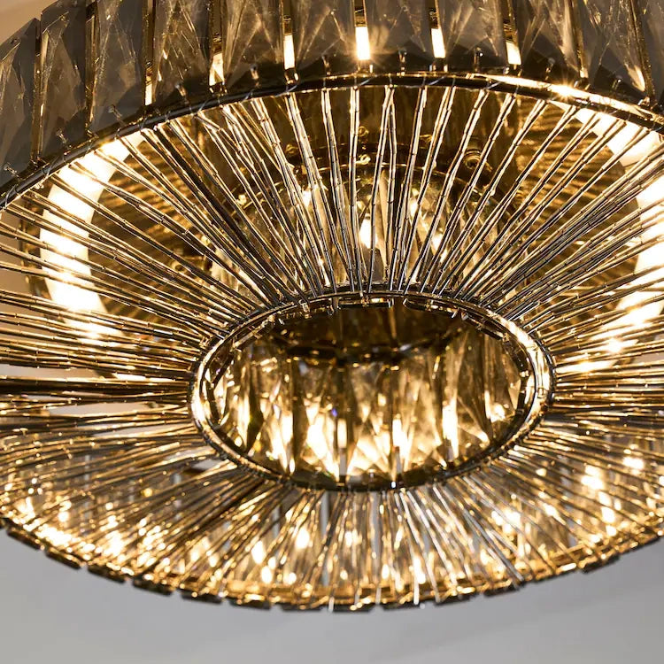 Glomar Glass Round Flush Ceiling Light - Modern Metal Glass Finish Living Areas