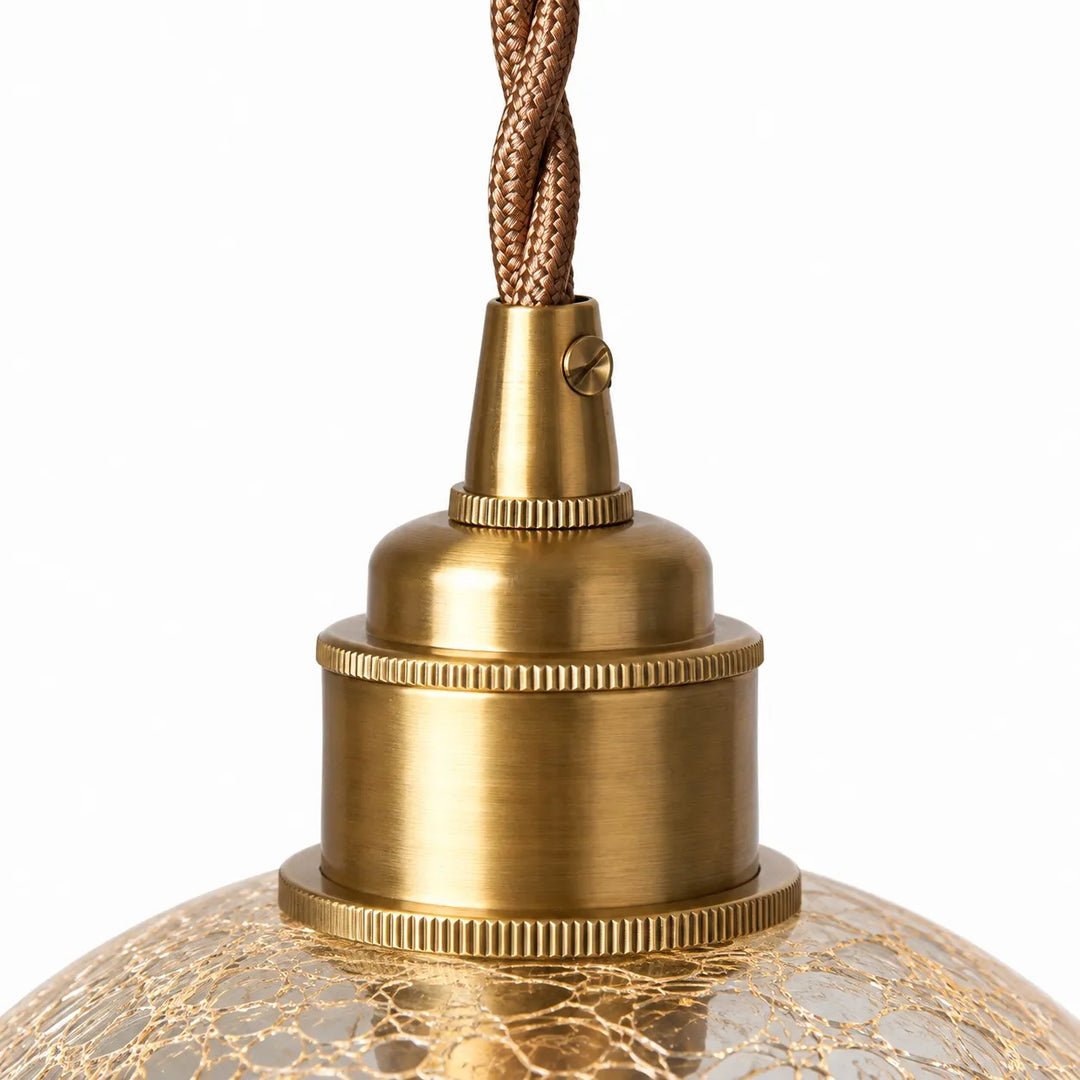 Copper Base Crackled Glass Globe Pendant Light