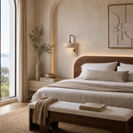 Load image into Gallery viewer, Travira Wabi Sabi Travertine Wall Sconce — Vintage for Bedroom or Living Room