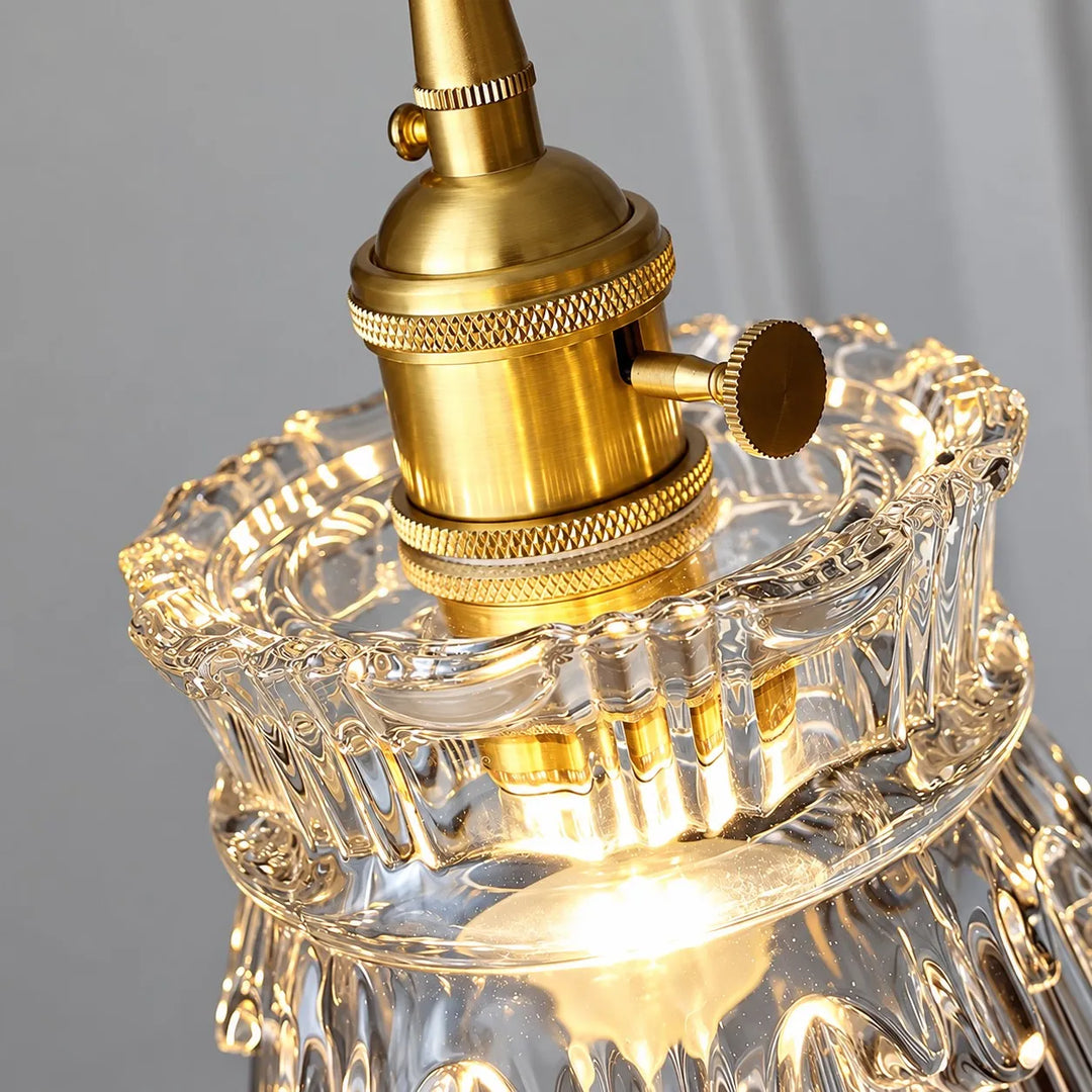 Vintage Carved Glass Pendant Lamp