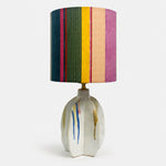 Load image into Gallery viewer, Handmade ceramic table lamp with striped fabric shade