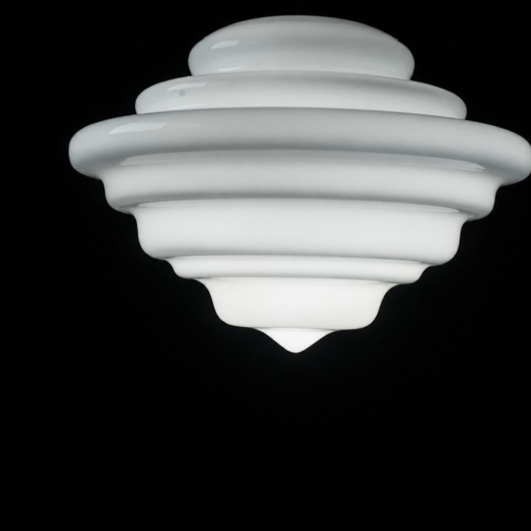 White glass pendant light shade detail