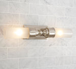 Load image into Gallery viewer, Kalvora Double Tube Wall Sconce - Aged Frosted Glass Vanity Light
