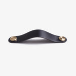 Load image into Gallery viewer, Cowhide leather and brass cabinet pull handle color and size option