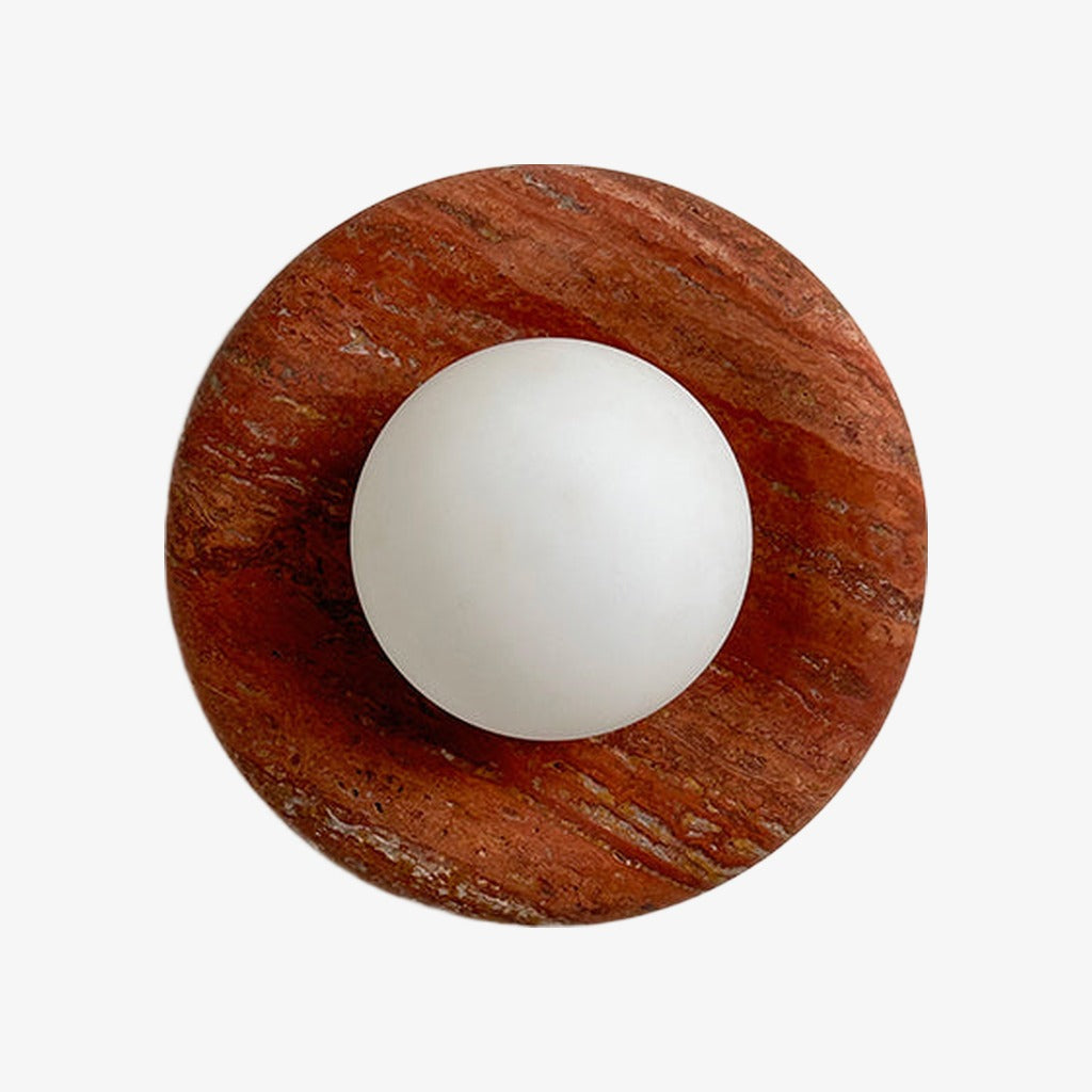 Oria Minimalist Travertine Wall Sconce - Sculptural Ambient Light for Bedroom