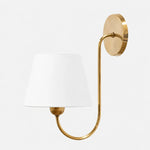 Bild in Gallery-Viewer laden, Natural Copper curved arm fabric shade wall sconce