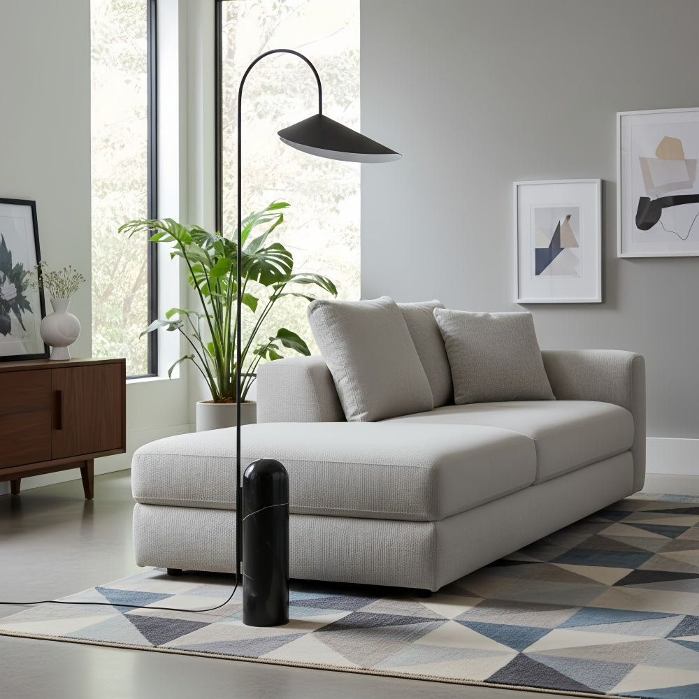 Nulavo Drehbare Stehlampe – Marmorfuß mit blattförmigem Schirm, moderner Stil für Wohnzimmer