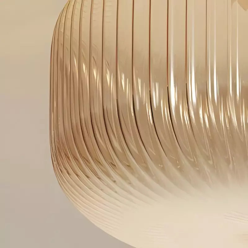 Lámpara de techo de vidrio ámbar estriado Amberflow Retro – Montaje empotrado redondo para pasillos y entradas