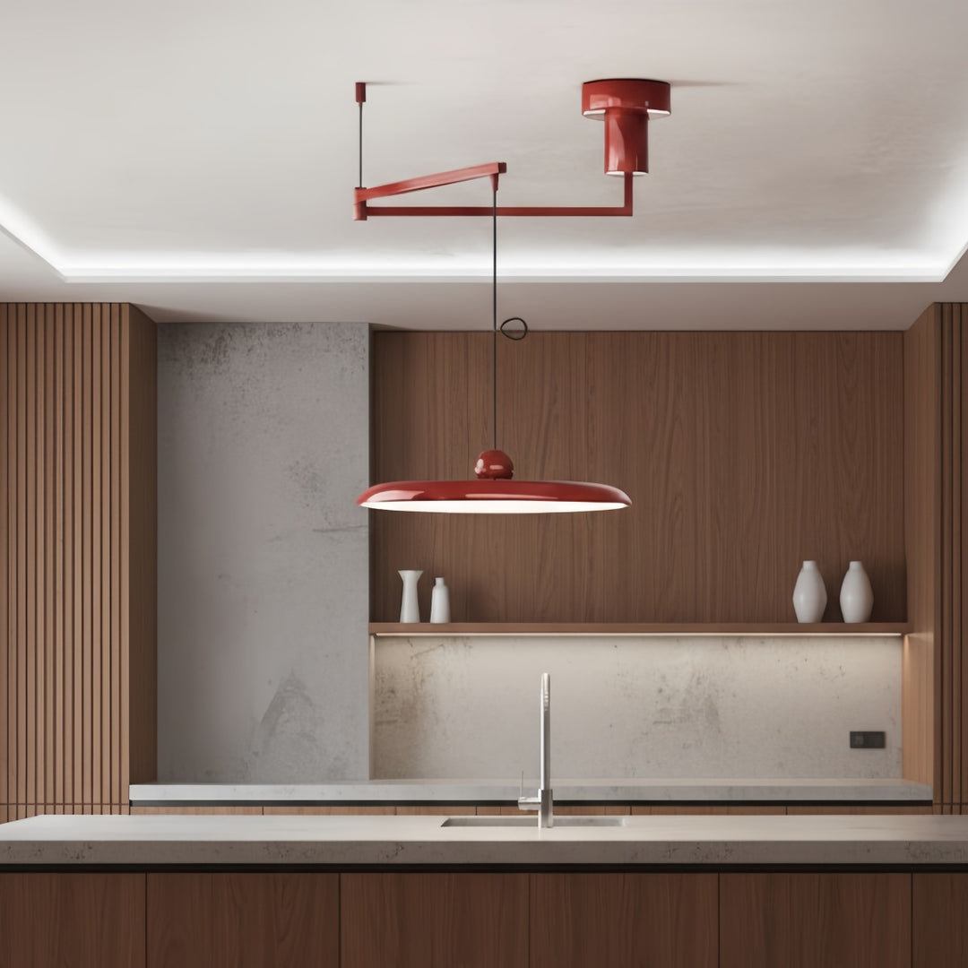 Lámpara colgante de brazo oscilante Swinglo - Luz colgante con diseño de disco ajustable para área de comedor N65