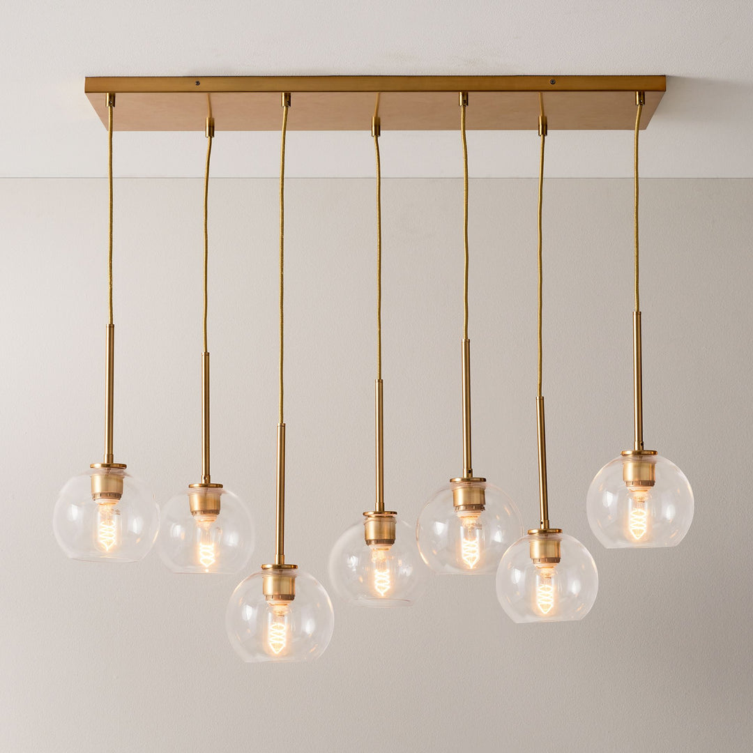 Selvion Eleganter 7-Licht Kugel Kronleuchter – Glas Pendelleuchte