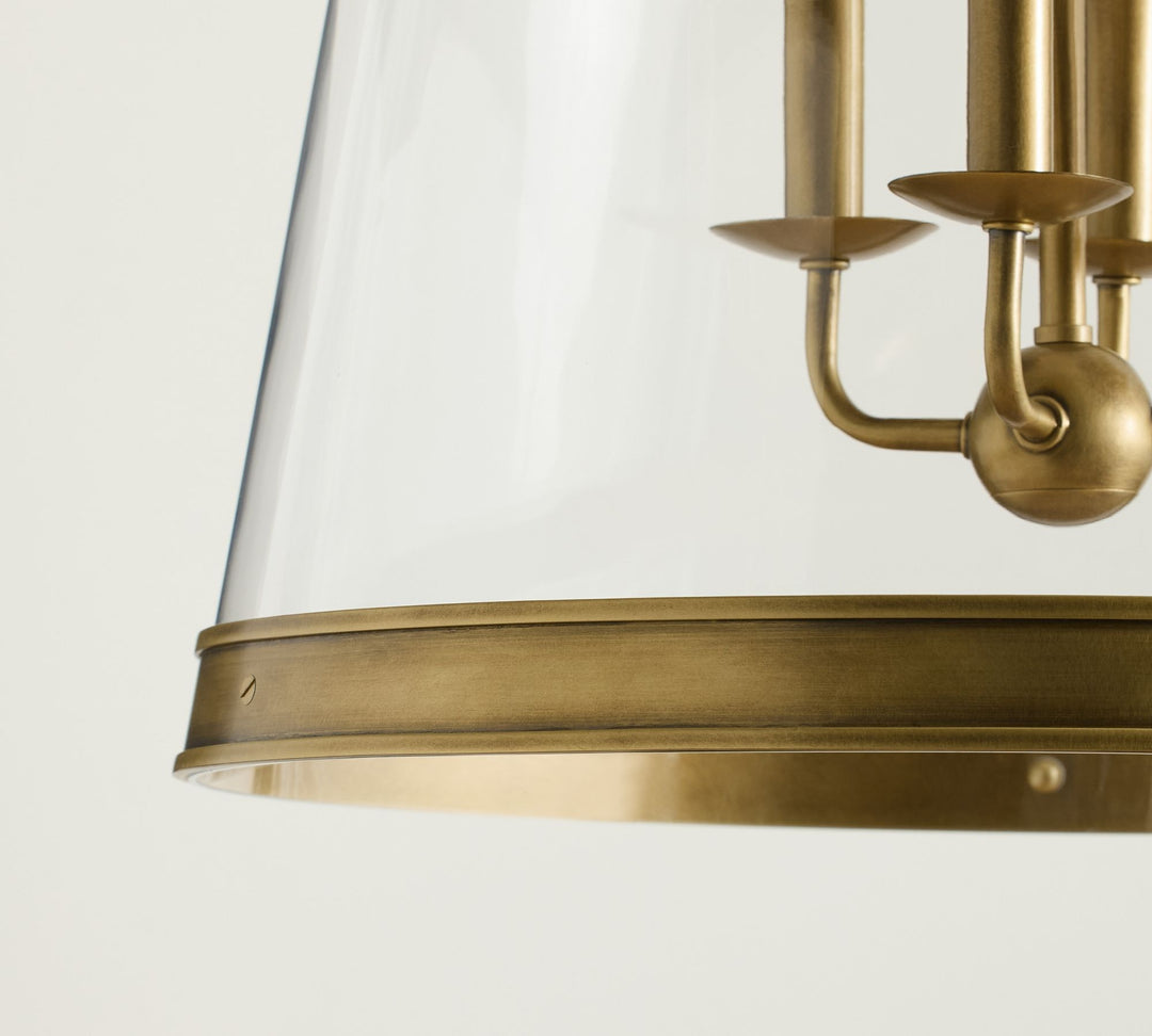 Lámpara colgante Driscoll de vidrio en forma de tambor: lámpara colgante contemporánea de latón